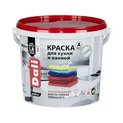 КРАСКА ЛАТЕКСНАЯ "DALI" ДЛЯ КУХНИ И ВАННОЙ  БАЗА А  5 Л (1) ВЛАГОСТОЙКАЯ БИОЗАЩИТНАЯ "РОГНЕДА"