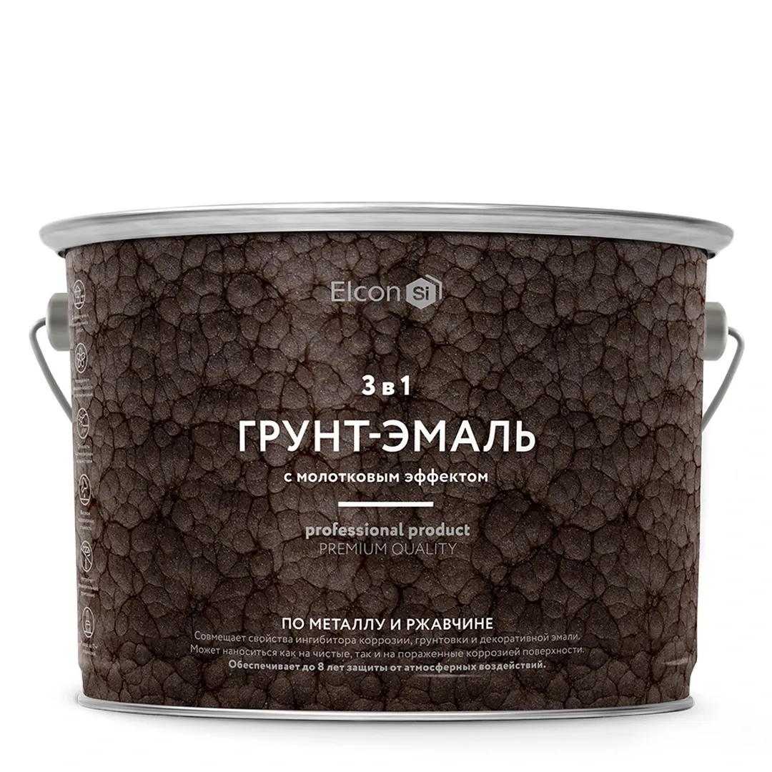 ГРУНТ-ЭМАЛЬ ПО РЖАВЧИНЕ 3 В 1 МОЛОТКОВАЯ МЕДЬ 2 КГ (1/4) "ELCON"
