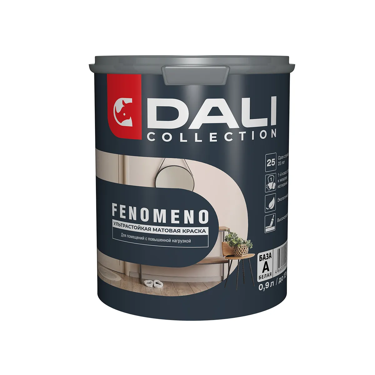 КРАСКА "DALI COLLECTION" FENOMENO ДЛЯ СТЕН И ПОТОЛКОВ УЛЬТРАСТОЙКАЯ БАЗА А 0,9 Л (1/6) "РОГНЕДА"