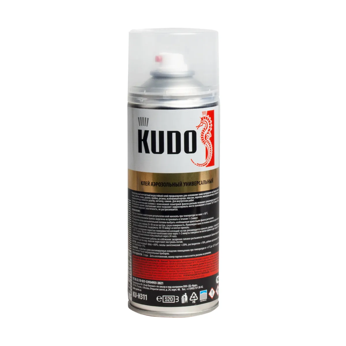 КЛЕЙ АЭРОЗОЛЬ УНИВЕРСАЛЬНЫЙ 520 МЛ (1/6) "KUDO" KU-H311