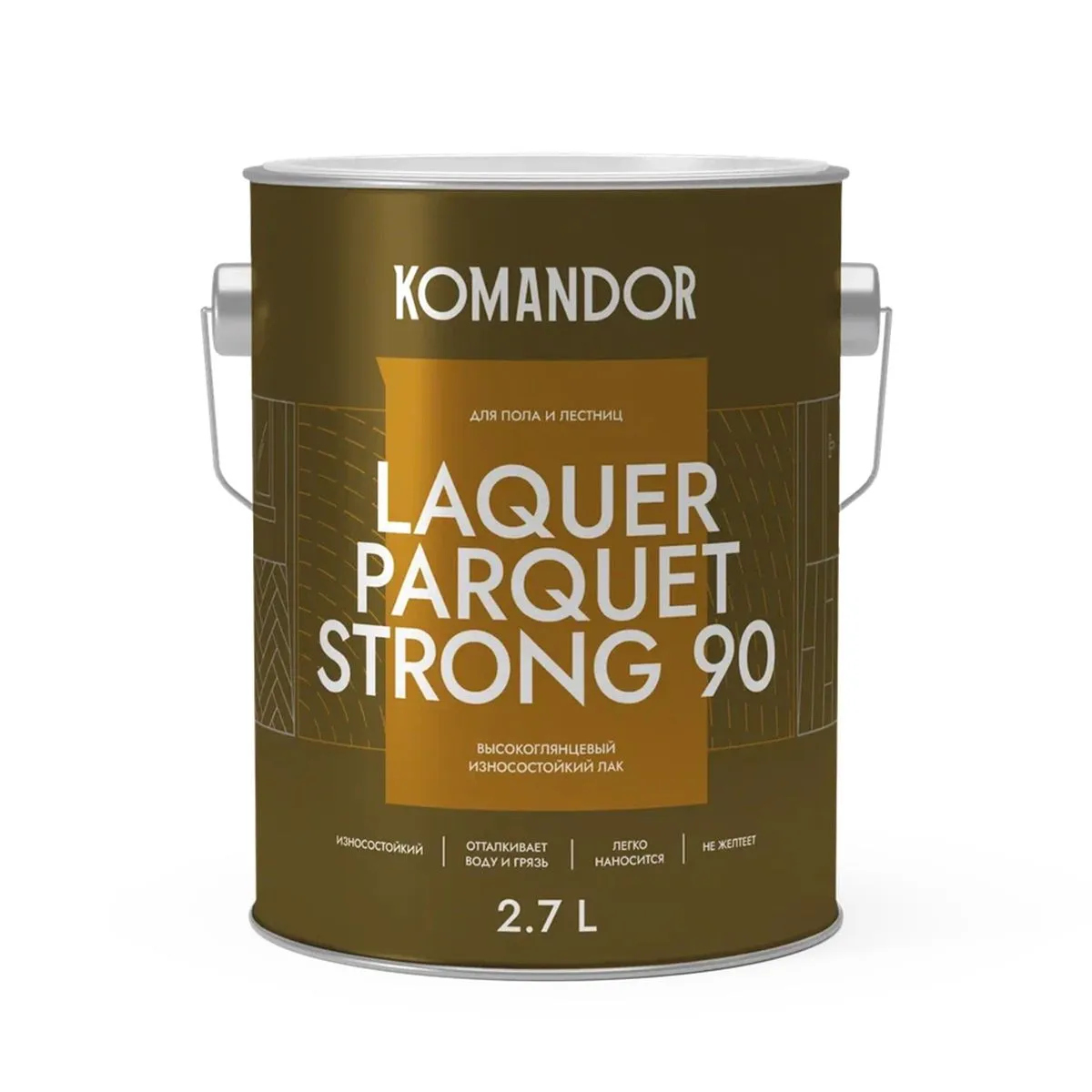ЛАК "LAQUER PARQUET STRONG 90" ДЛЯ ПОЛОВ ВЫСОКОГЛЯНЦ. 2,7 Л (1) "KOMANDOR"