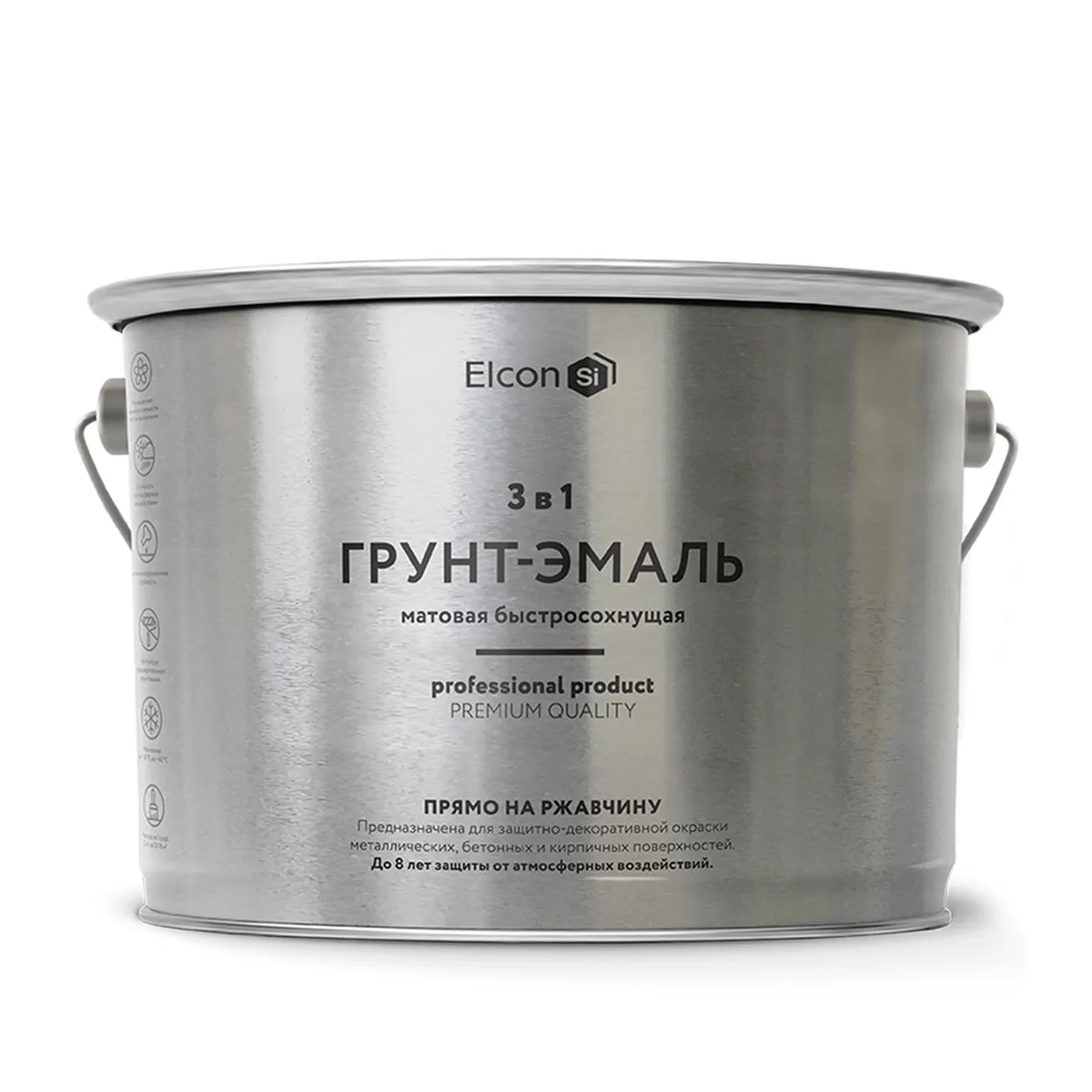 ГРУНТ-ЭМАЛЬ ПО РЖАВЧИНЕ 3 В 1 МАТОВАЯ БЕЛАЯ 10 КГ (1) "ELCON"