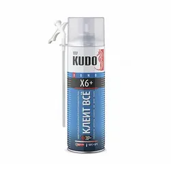 КЛЕЙ-ПЕНА МОНТАЖНАЯ "KUDO КЛЕИТ ВСЁ X6+" 650 МЛ/580 Г ВСЕСЕЗОННАЯ УНИВЕРС. (1/12)