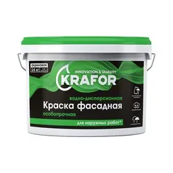 КРАСКА В/Д ФАСАДНАЯ ОСОБОПРОЧНАЯ  1,5 КГ (1/6) "KRAFOR" (ЗЕЛЕН.)