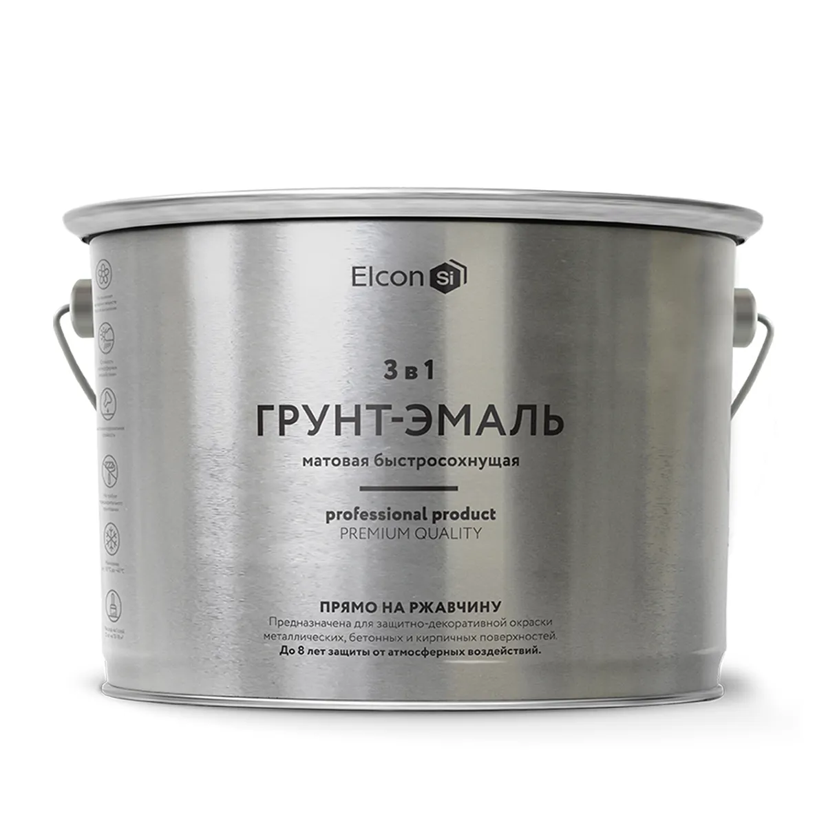 ГРУНТ-ЭМАЛЬ ПО РЖАВЧИНЕ 3 В 1 МАТОВАЯ ЖЕЛТАЯ  2 КГ (1/4) "ELCON"