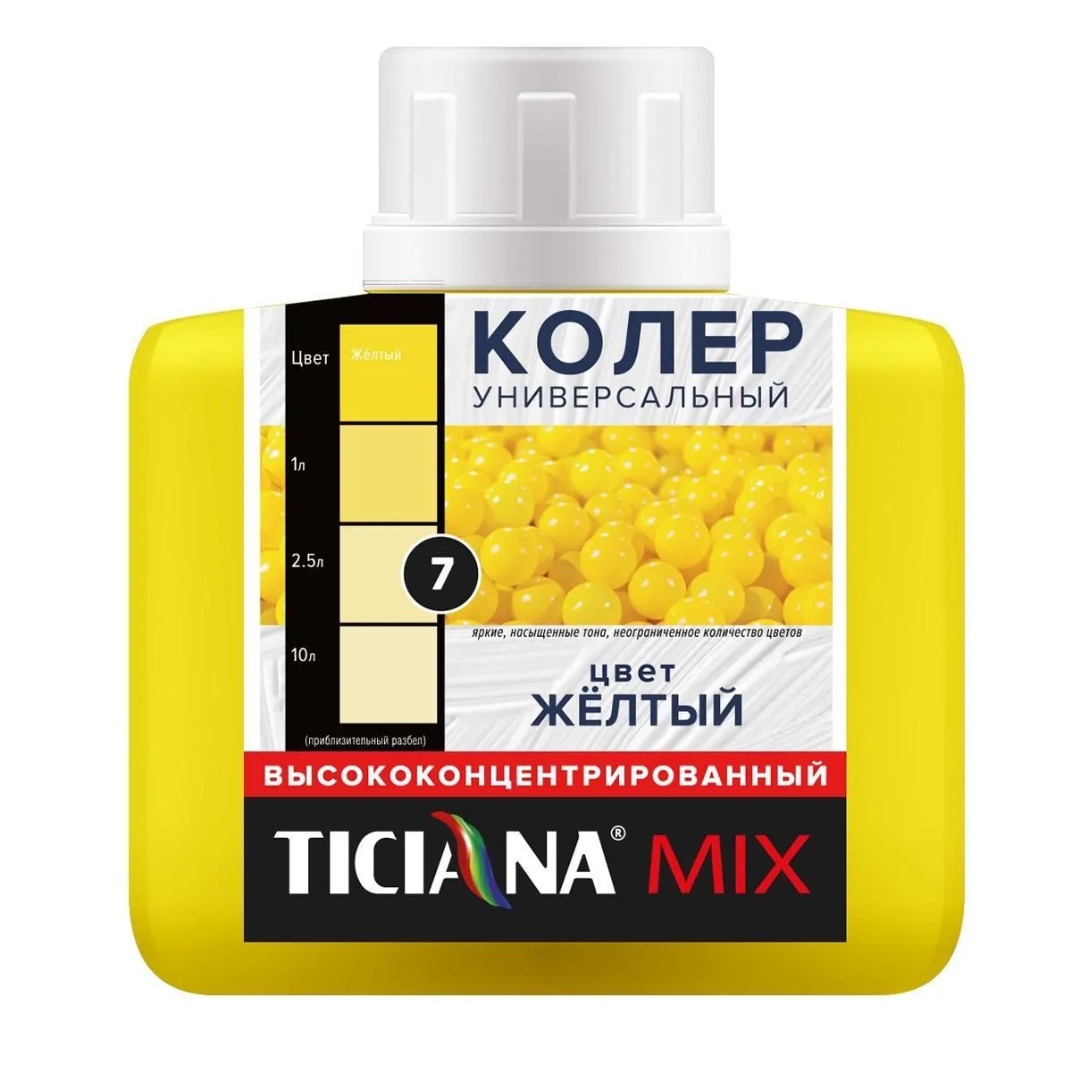 КОЛЕР УНИВЕРСАЛЬНЫЙ №7 ЖЕЛТЫЙ 80 МЛ (12) "TICIANA"