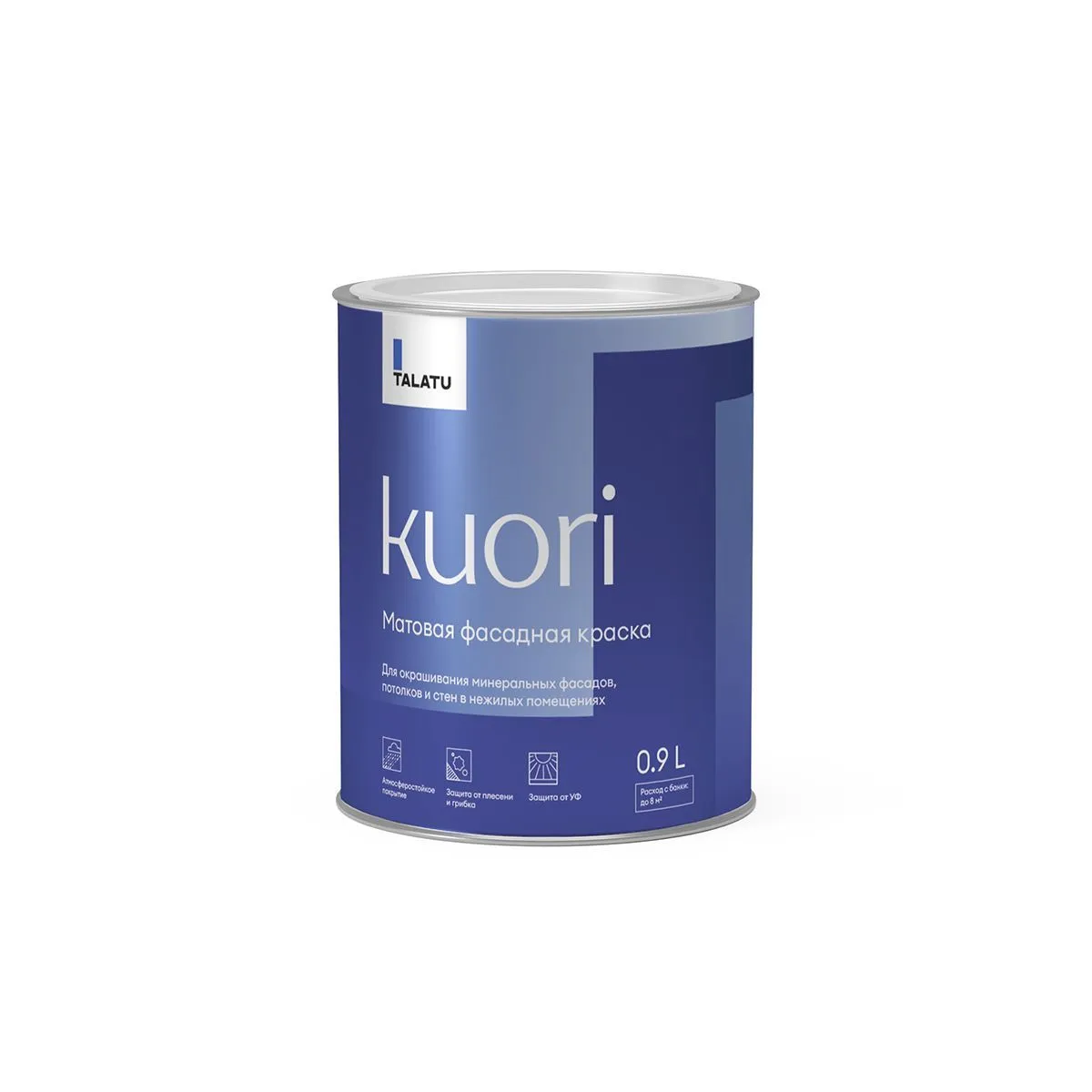КРАСКА ФАСАДНАЯ "KUORI" АТМОСФЕРОСТОЙКАЯ БАЗА А 0,9 Л (1/6) "TALATU"