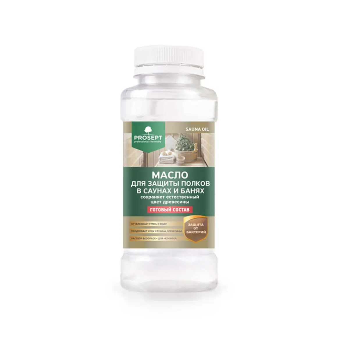 МАСЛО ДЛЯ ЗАЩИТЫ ПОЛКОВ В БАНЯХ И САУНАХ "SAUNA OIL" 0,25 Л (1/24) "PROSEPT"