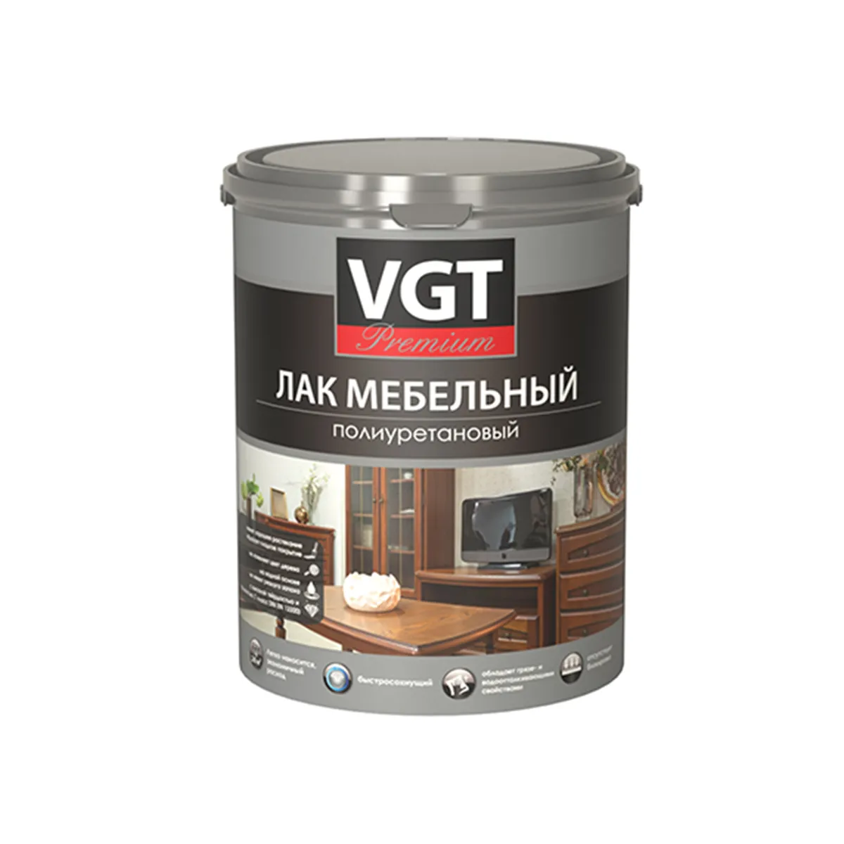 ЛАК МЕБЕЛЬНЫЙ "PREMIUM" ПОЛИУРЕТАНОВЫЙ  ГЛЯНЦ. 2,2 КГ (4) "ВГТ"