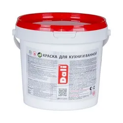 КРАСКА ЛАТЕКСНАЯ "DALI" ДЛЯ КУХНИ И ВАННОЙ  БАЗА А  0,9 Л (1/6) ВЛАГОСТОЙКАЯ БИОЗАЩИТНАЯ "РОГНЕДА"