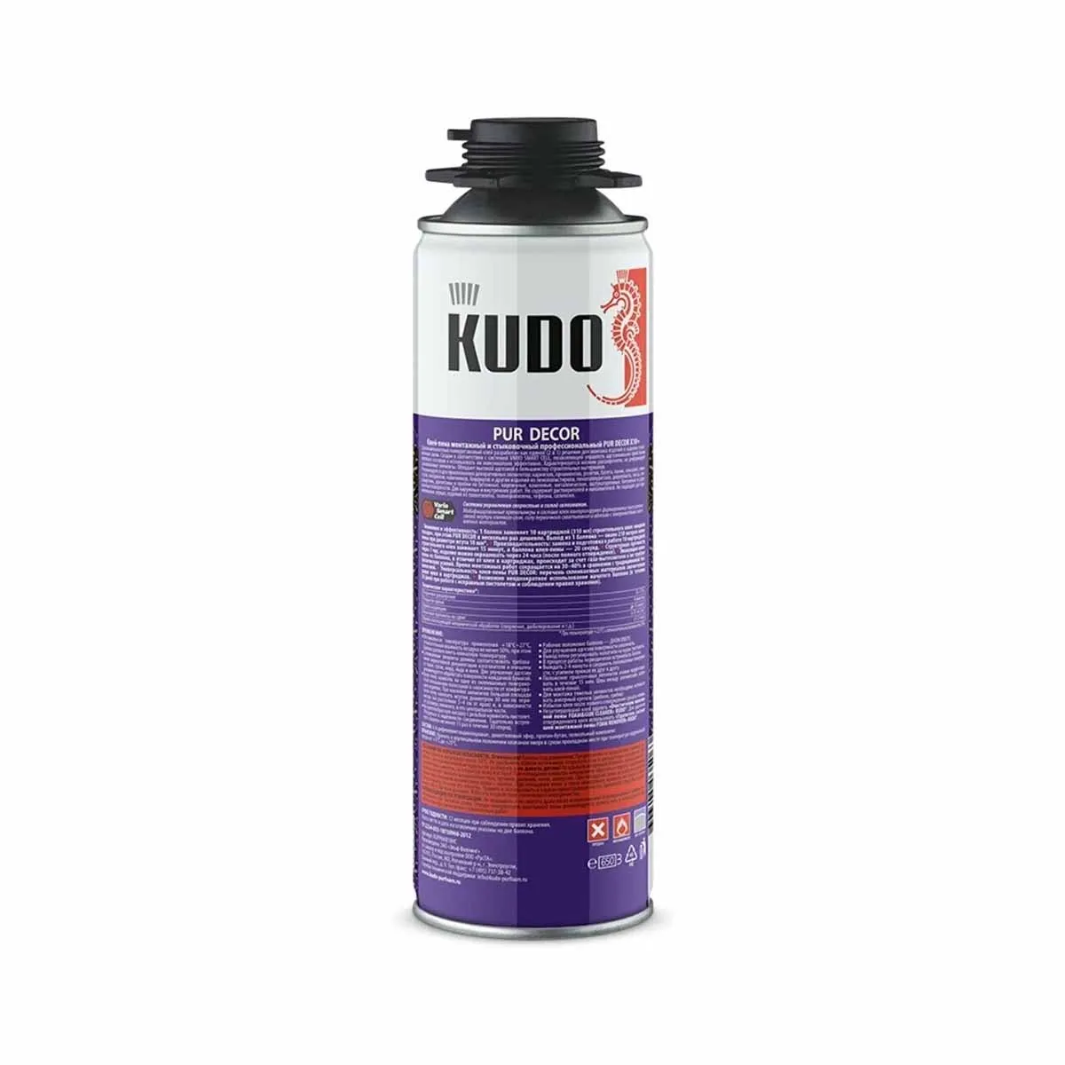 КЛЕЙ-ПЕНА МОНТАЖНАЯ "KUDO PUR DECOR X10+" 650 МЛ СТЫКОВОЧ. ПРОФИ (1/12)