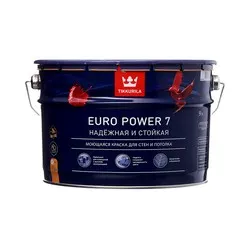 КРАСКА "EURO POWER-7"  9 Л (1) МОЮЩАЯСЯ ДЛЯ СТЕН И ПОТОЛКОВ "ТИККУРИЛА"