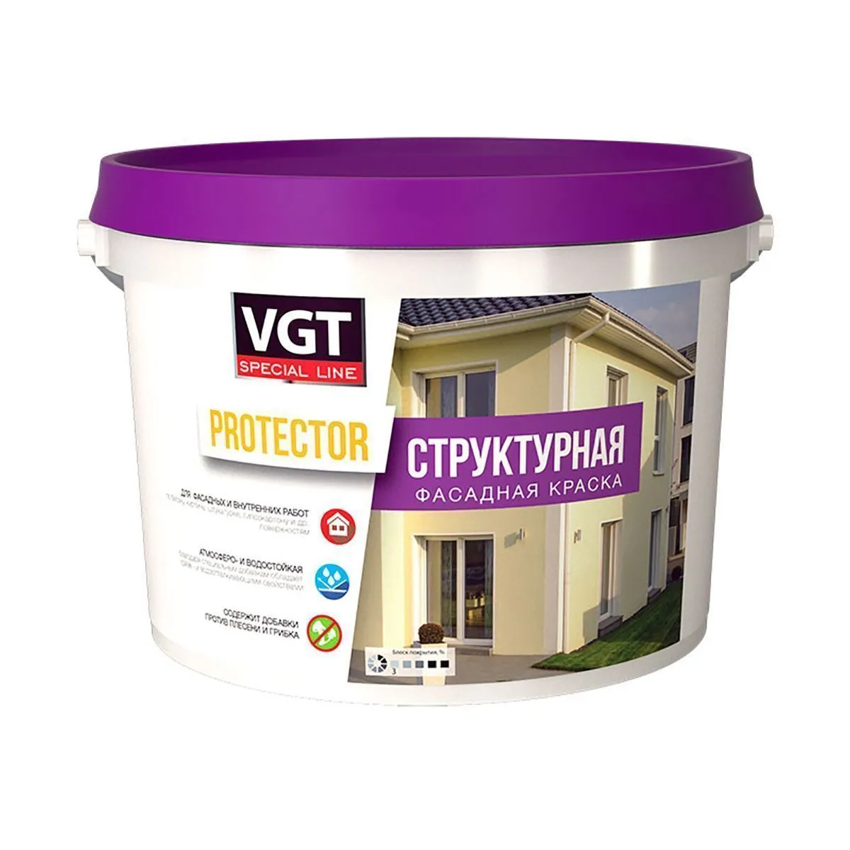 КРАСКА СТРУКТУРНАЯ "PROTEKTOR" 15 КГ (1) "ВГТ"