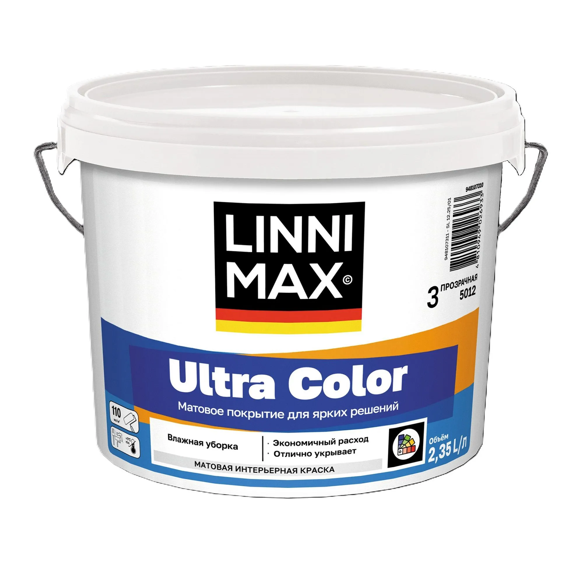 КРАСКА ИНТЕРЬЕРНАЯ "ULTRA COLOR" БАЗА 3 (БЕСЦВЕТНАЯ) 2,35 Л (1) "LINNIMAX"
