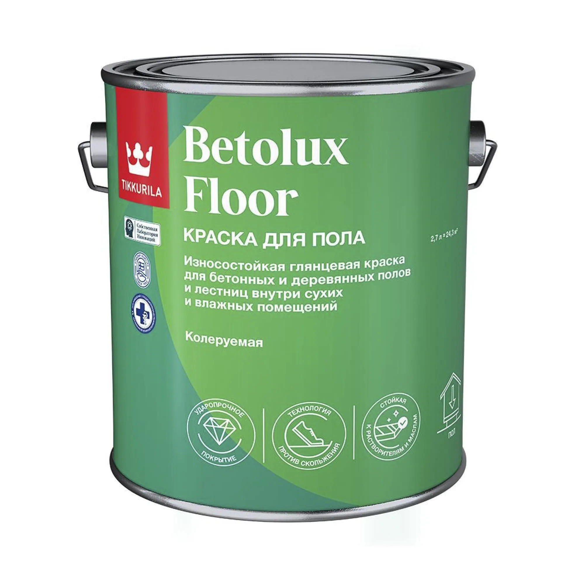КРАСКА ДЛЯ ПОЛА "BETOLUX FLOOR" БАЗА С 2,7 Л (1/6) "ТИККУРИЛА"