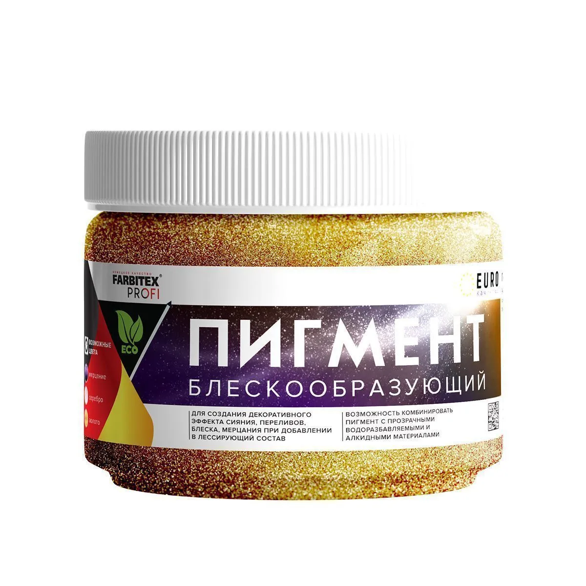 ПИГМЕНТ БЛЕСКООБРАЗУЮЩИЙ ДЛЯ ЛЕССИРУЮЩИХ СОСТАВОВ ЗОЛОТО 0,1 КГ (12) "FARBITEX PROFI"