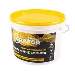 КРАСКА В/Д ЛАТЕКСНАЯ  ИНТЕР. ВЛАГОСТОЙКАЯ 14 КГ (1) "KRAFOR"    (ЖЕЛТ.)