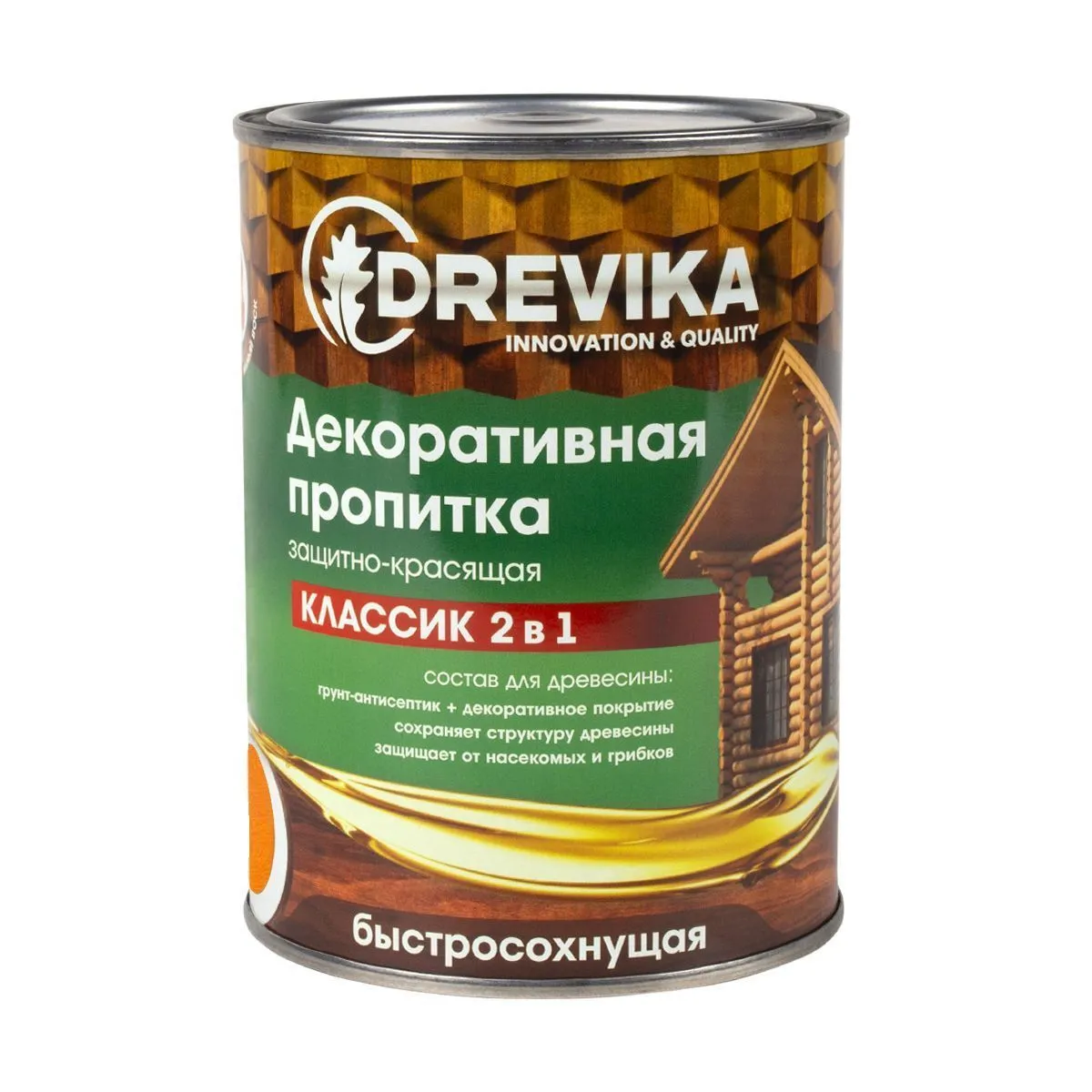 ПРОПИТКА ДЕКОРАТИВНАЯ "КЛАССИК 2 В 1" ОРЕГОН 0,75 Л (1/8) "DREVIKA"