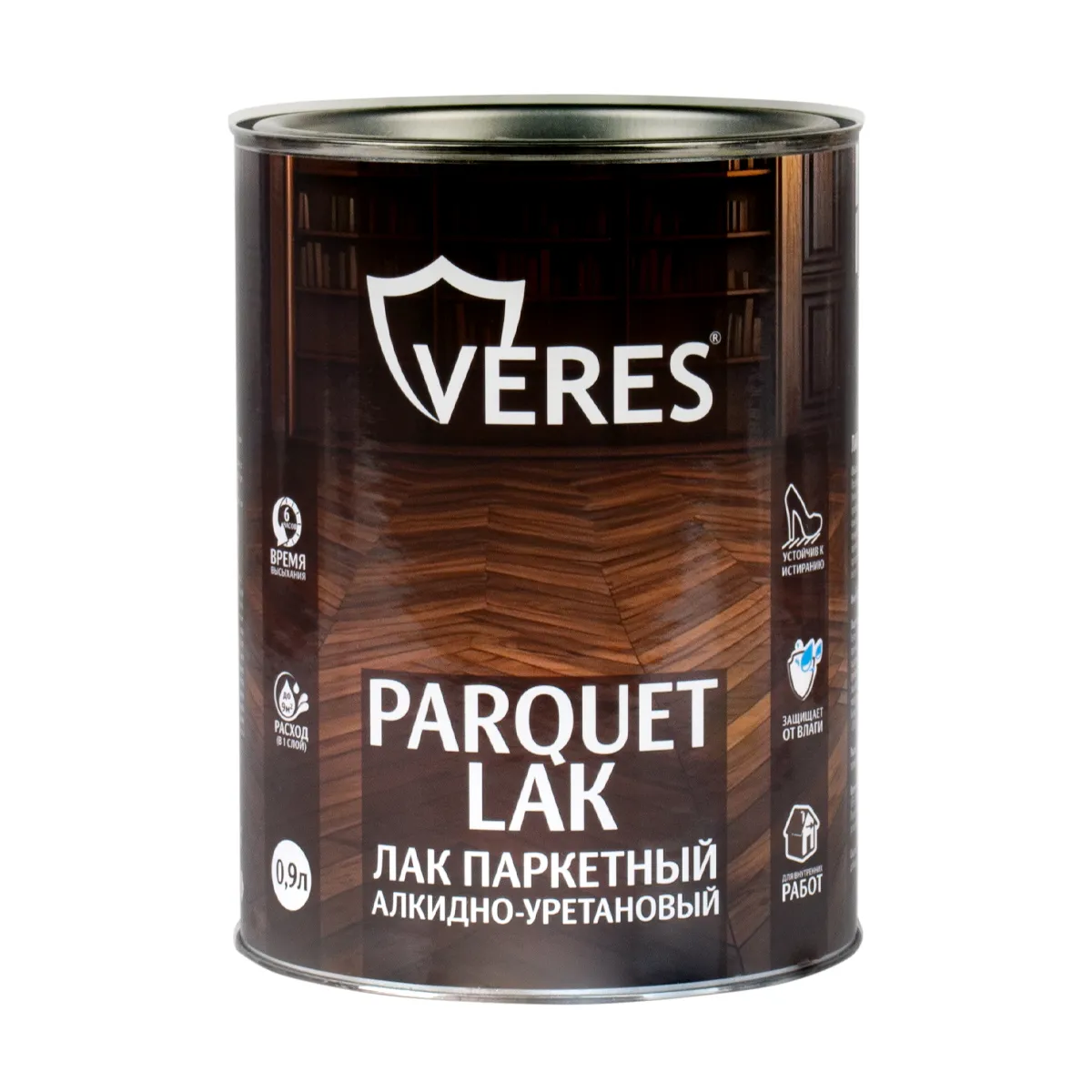 ЛАК ПАРКЕТНЫЙ АЛКИДНО-УРЕТАНОВЫЙ ГЛЯНЦЕВЫЙ  0,9 Л (1/14) "VERES"