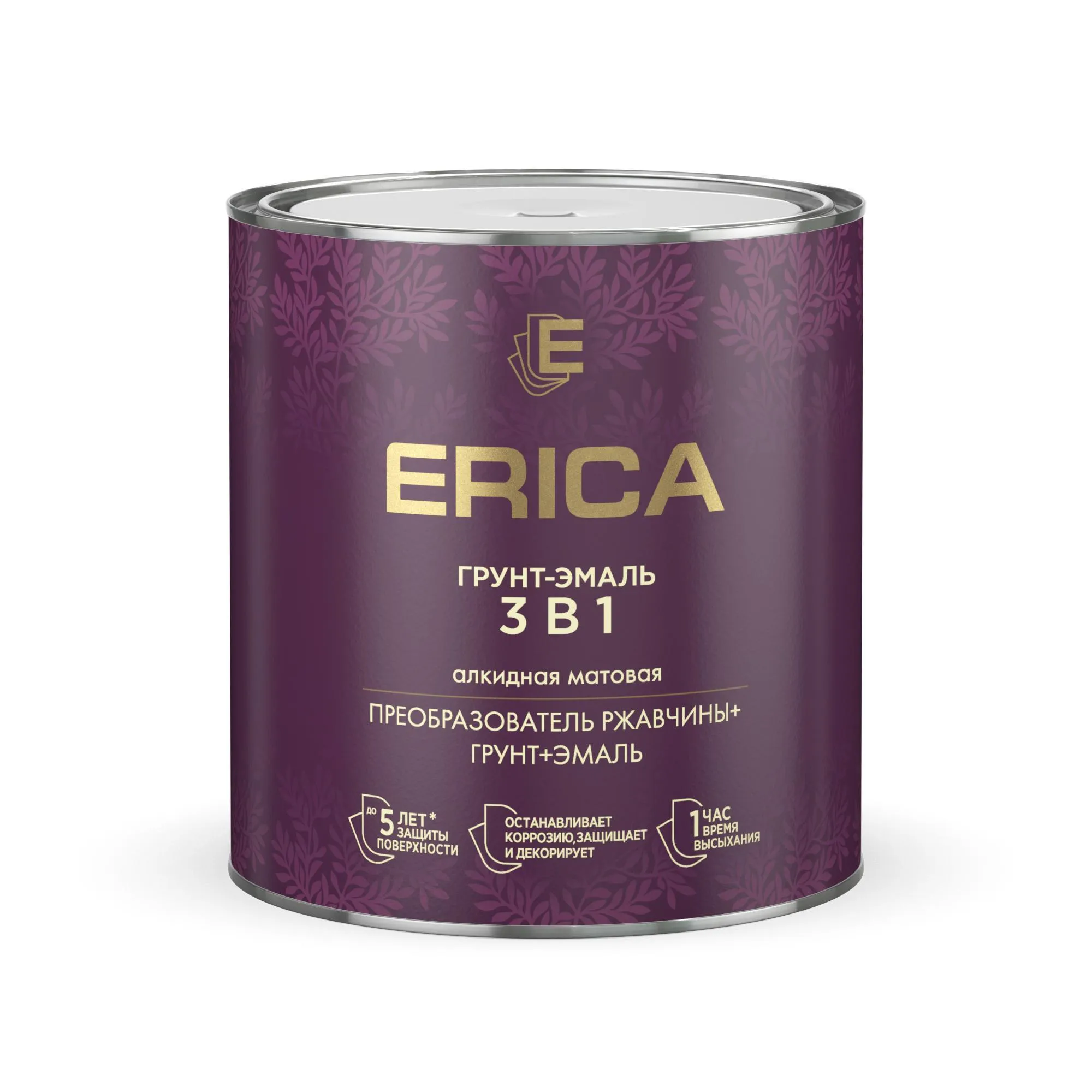 ГРУНТ- ЭМАЛЬ ПО РЖАВЧИНЕ "ERICA" ШОКОЛАДНАЯ 2,6 КГ (1/6)