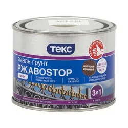 ГРУНТ- ЭМАЛЬ ПО РЖАВЧИНЕ "РЖАВОSTOP" МОЛОТКОВАЯ  КОРИЧНЕВАЯ  0,5 КГ (1/24) ТЕКС