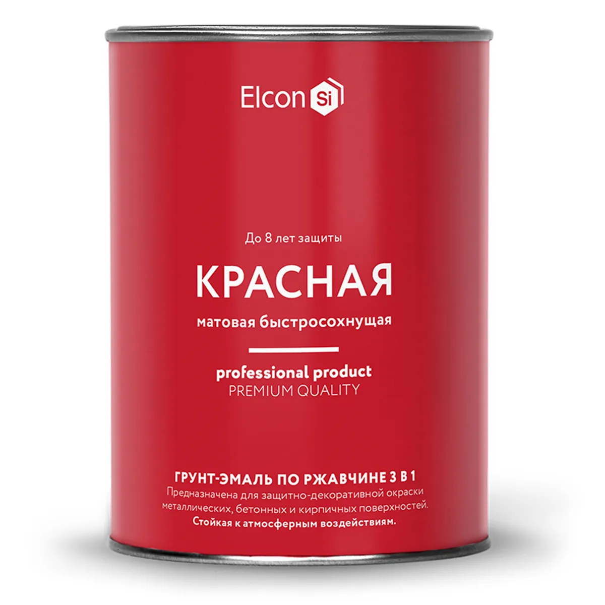 ГРУНТ-ЭМАЛЬ ПО РЖАВЧИНЕ 3 В 1 МАТОВАЯ КРАСНАЯ  0,8 КГ (1/12) "ELCON"