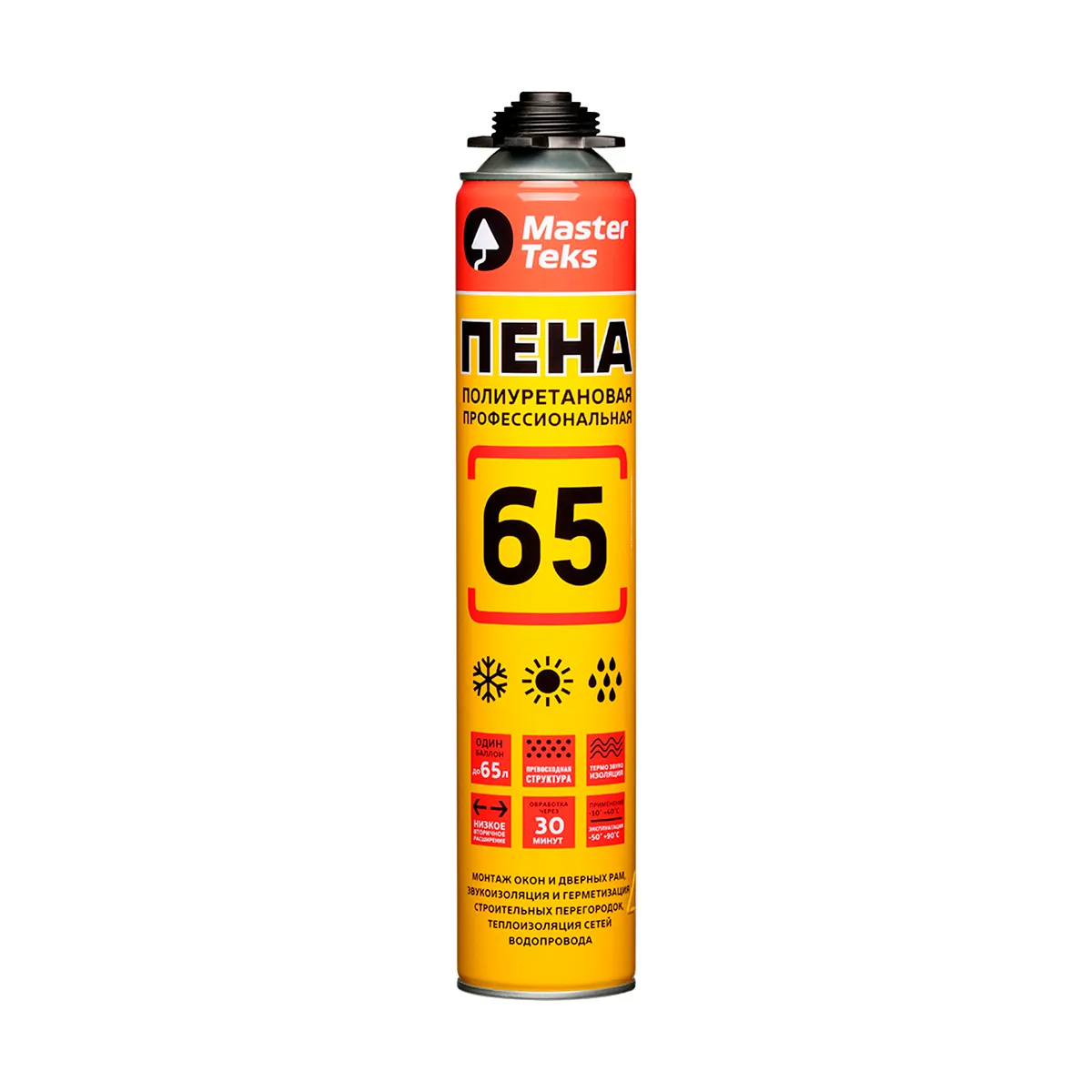 ПЕНА МОНТАЖНАЯ "MASTERTEKS 65 PRO" ПРОФИ 825 МЛ ВСЕСЕЗОННАЯ (1/12) РОССИЯ