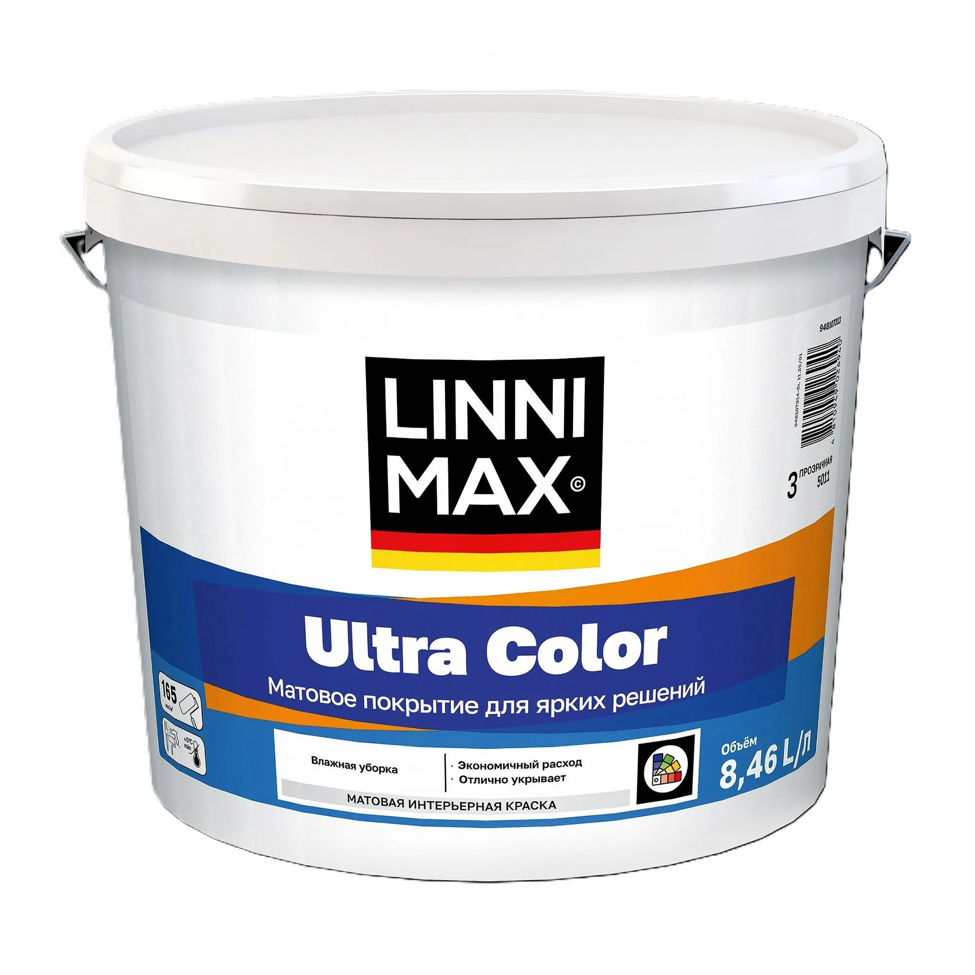 КРАСКА ИНТЕРЬЕРНАЯ "ULTRA COLOR" БАЗА 3 (БЕСЦВЕТНАЯ) 8,46 Л (1) "LINNIMAX"