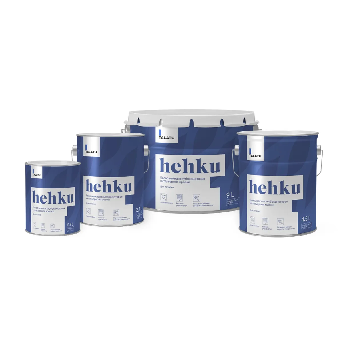 КРАСКА "HEHKU" ДЛЯ ПОТОЛКОВ БЕЛОСНЕЖНАЯ 0,9 Л (1/6) "TALATU"
