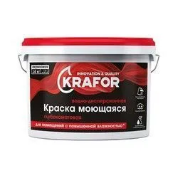 КРАСКА В/Д ИНТЕР. ГЛУБОКОМАТОВ. МОЮЩАЯСЯ 14 КГ (1) "KRAFOR"   (КРАСН.)