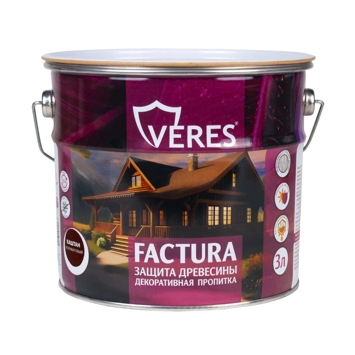 ПРОПИТКА ДЕКОРАТИВНАЯ "FACTURA" КАШТАН 3 Л (1/4) "VERES"