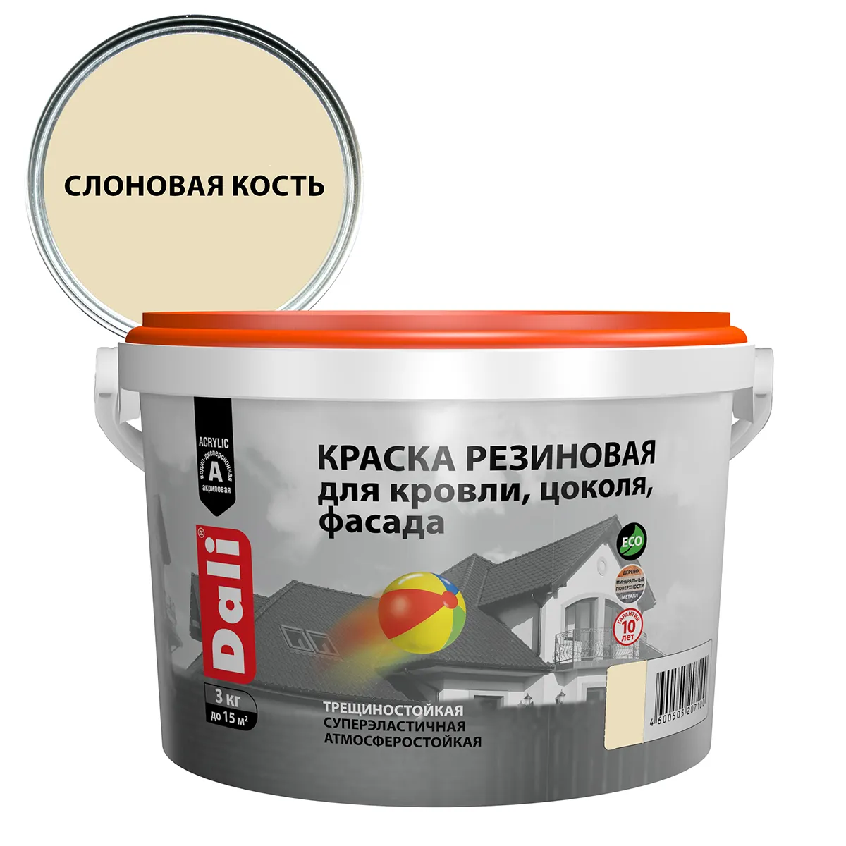 КРАСКА РЕЗИНОВАЯ "DALI" СЛОНОВАЯ КОСТЬ  3 КГ (1) "РОГНЕДА"
