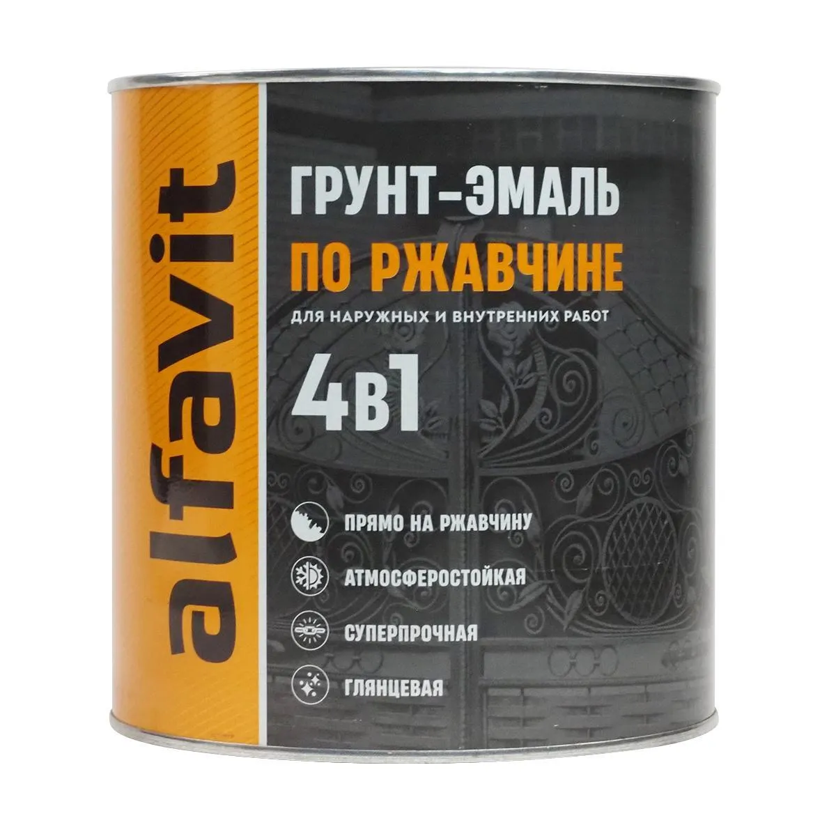 ГРУНТ-ЭМАЛЬ ПО РЖАВЧИНЕ 4 В 1 "ALFAVIT" КРАСНАЯ 2,6 КГ (1/6)
