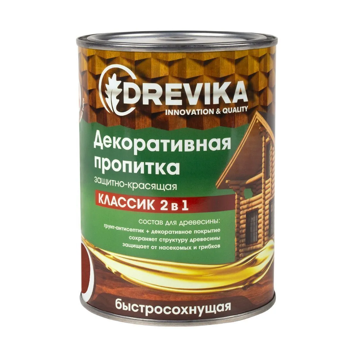 ПРОПИТКА ДЕКОРАТИВНАЯ "КЛАССИК 2 В 1" КРАСНОЕ ДЕРЕВО 0,75 Л (1/8) "DREVIKA"