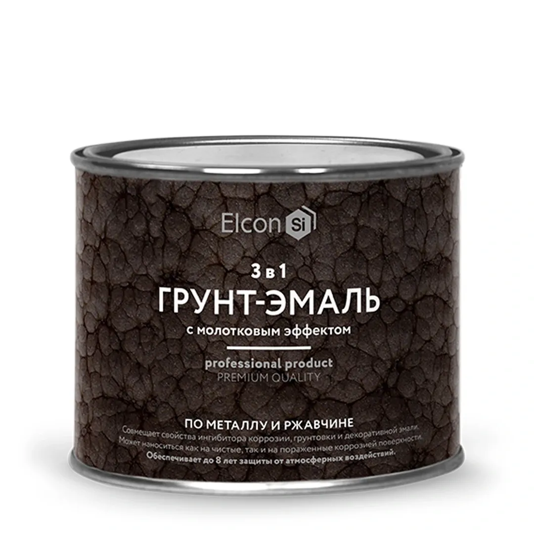 ГРУНТ-ЭМАЛЬ ПО РЖАВЧИНЕ 3 В 1 МОЛОТКОВАЯ ШОКОЛАД  0,4 КГ (1/24) "ELCON"