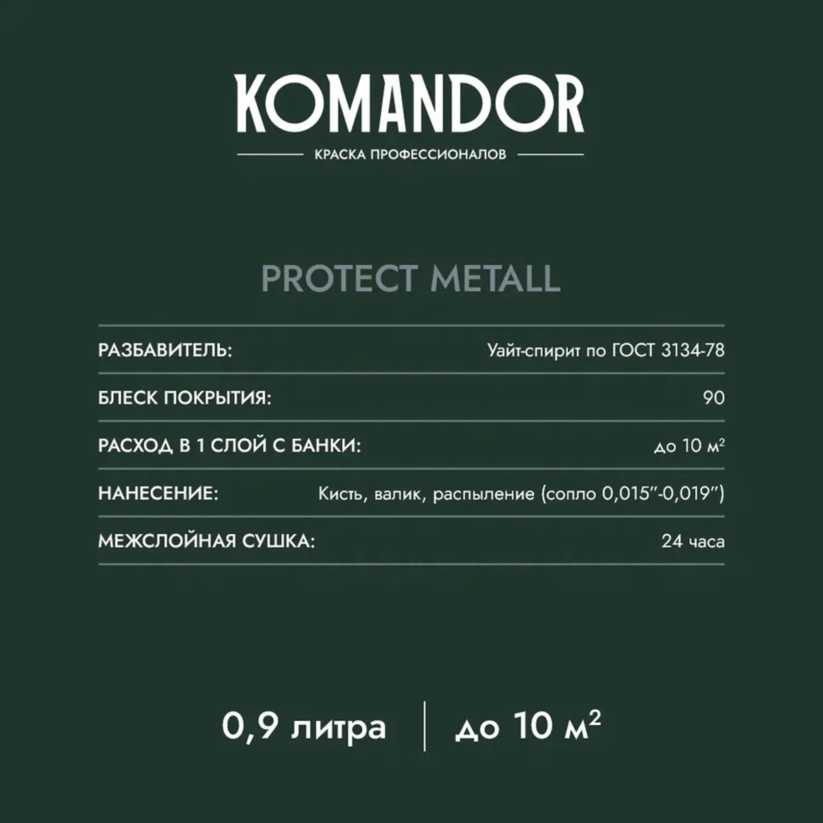 ГРУНТ-ЭМАЛЬ ПО РЖАВЧИНЕ 3 В 1 "PROTECT METALL" ГЛЯНЦЕВАЯ БАЗА A 2,7 Л (1) "KOMANDOR"