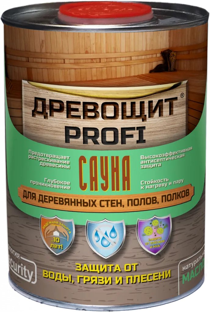 Древощит PROFI «САУНА» (натуральное масло для защиты древесины в саунах и банях)