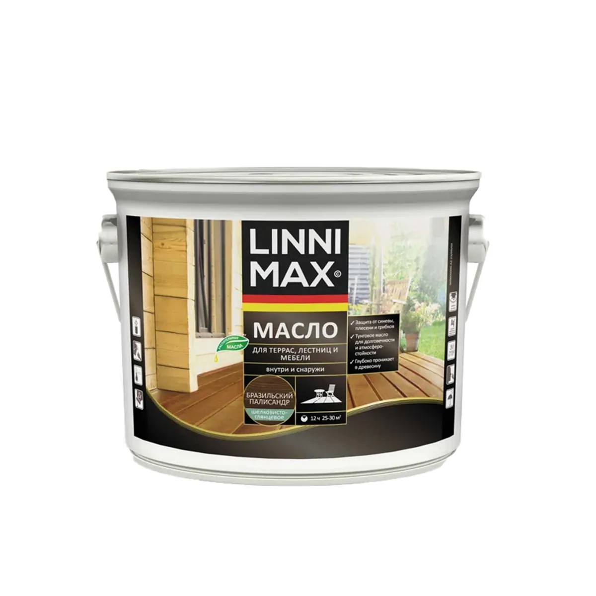 МАСЛО ДЛЯ ТЕРРАС, ЛЕСТНИЦ, МЕБЕЛИ БРАЗИЛЬСКИЙ ПАЛИСАНДР 2,5 Л (1/4) "LINNIMAX"