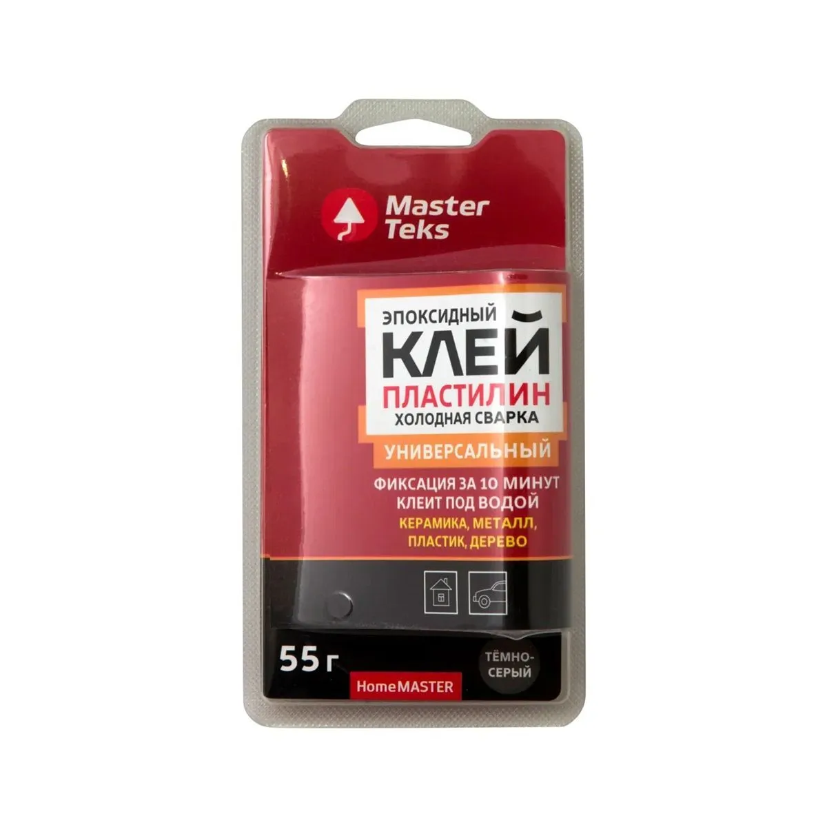 КЛЕЙ ХОЛОДНАЯ СВАРКА "HOMEMASTER" ЭПОКСИДН. УНИВЕРС. 55 Г ТЕМНО-СЕРЫЙ (1/18) "MASTERTEKS"