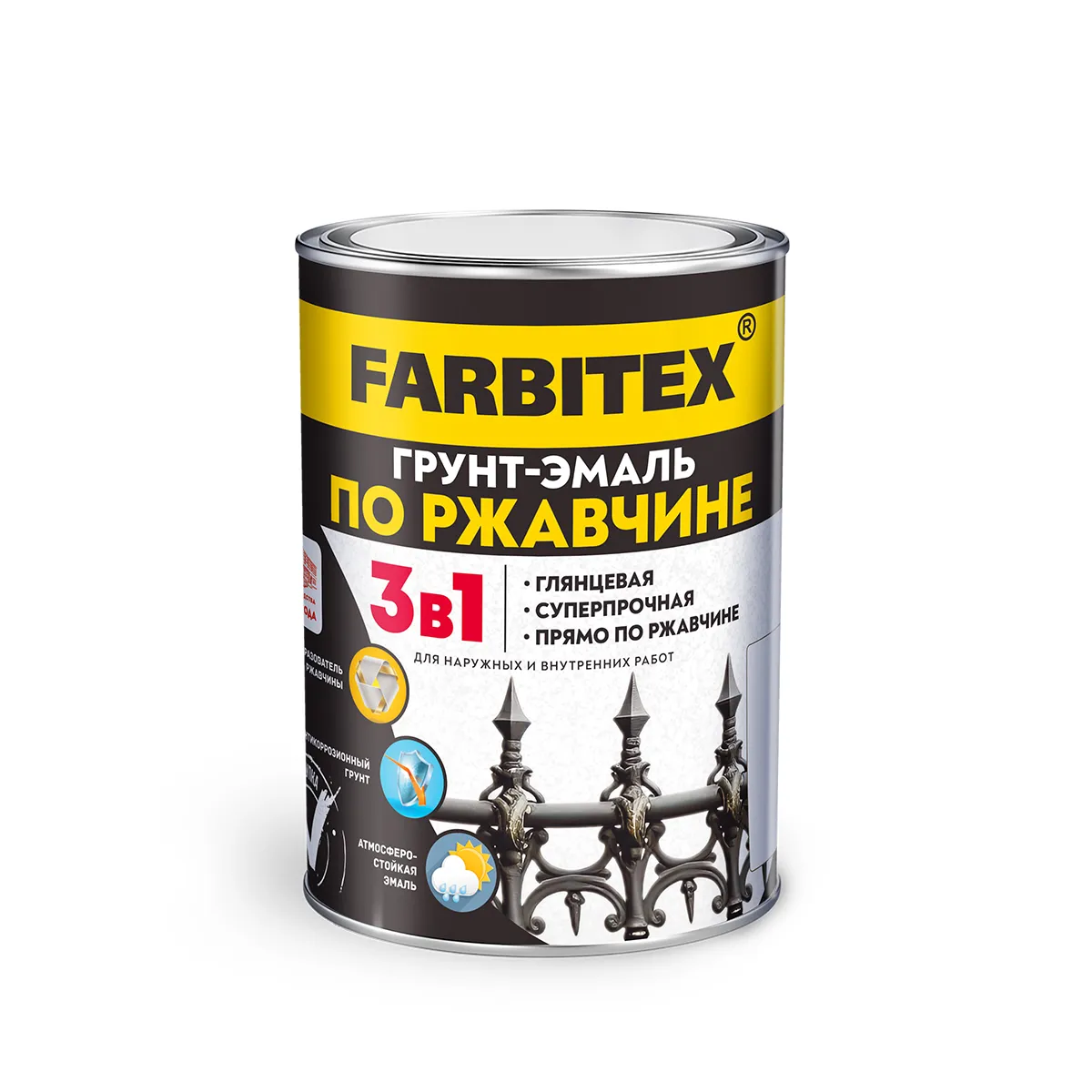 ГРУНТ-ЭМАЛЬ ПО РЖАВЧИНЕ 3 В 1 КРАСНАЯ 0,8 КГ (1/14) "FARBITEX"