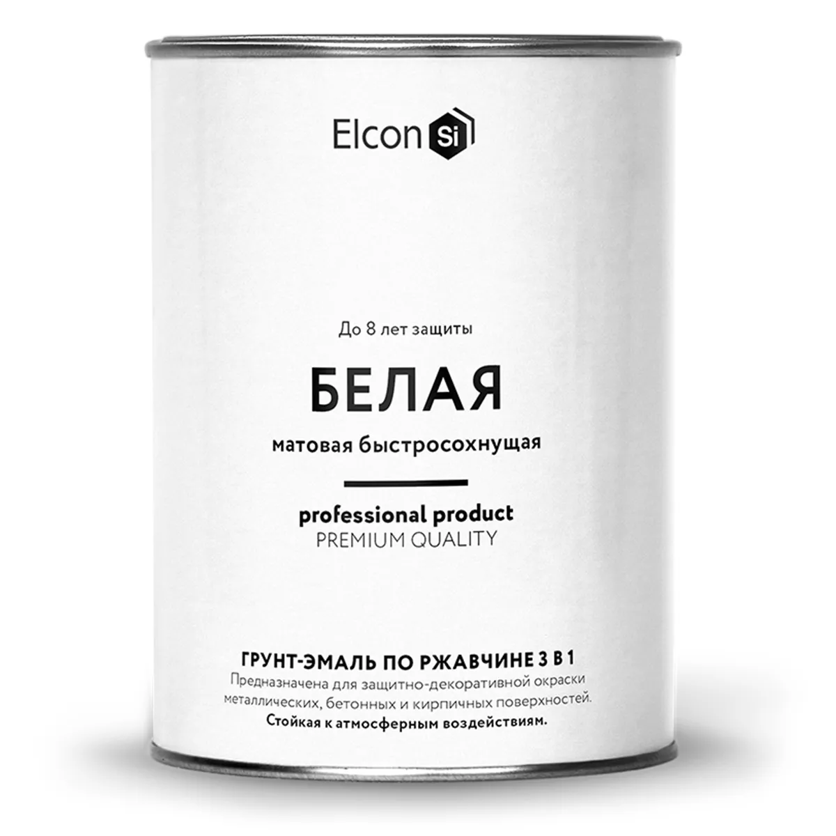 ГРУНТ-ЭМАЛЬ ПО РЖАВЧИНЕ 3 В 1 МАТОВАЯ БЕЛАЯ  0,8 КГ (1/12) "ELCON"