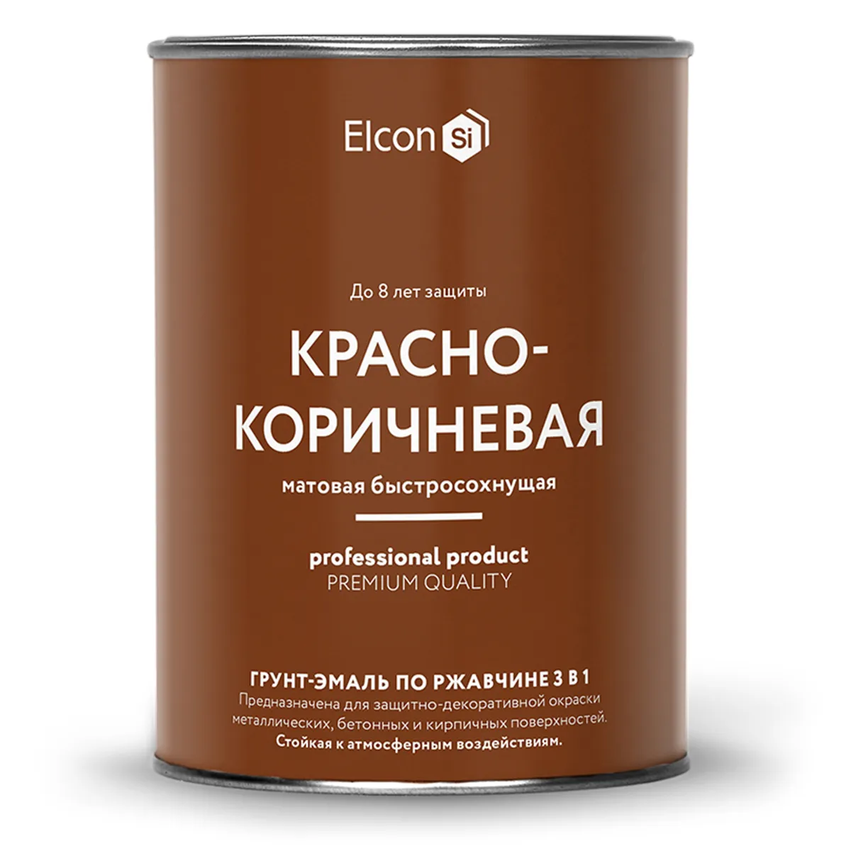 ГРУНТ-ЭМАЛЬ ПО РЖАВЧИНЕ 3 В 1 МАТОВАЯ КРАСНО-КОРИЧНЕВАЯ  0,8 КГ (1/12) "ELCON"