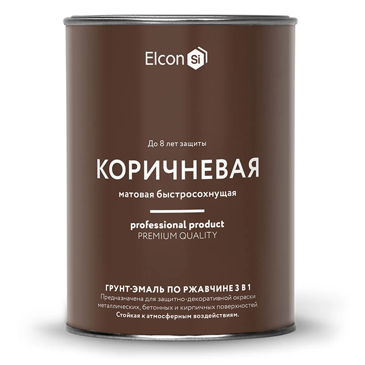 ГРУНТ-ЭМАЛЬ ПО РЖАВЧИНЕ 3 В 1 МАТОВАЯ КОРИЧНЕВАЯ  0,8 КГ (1/12) "ELCON"