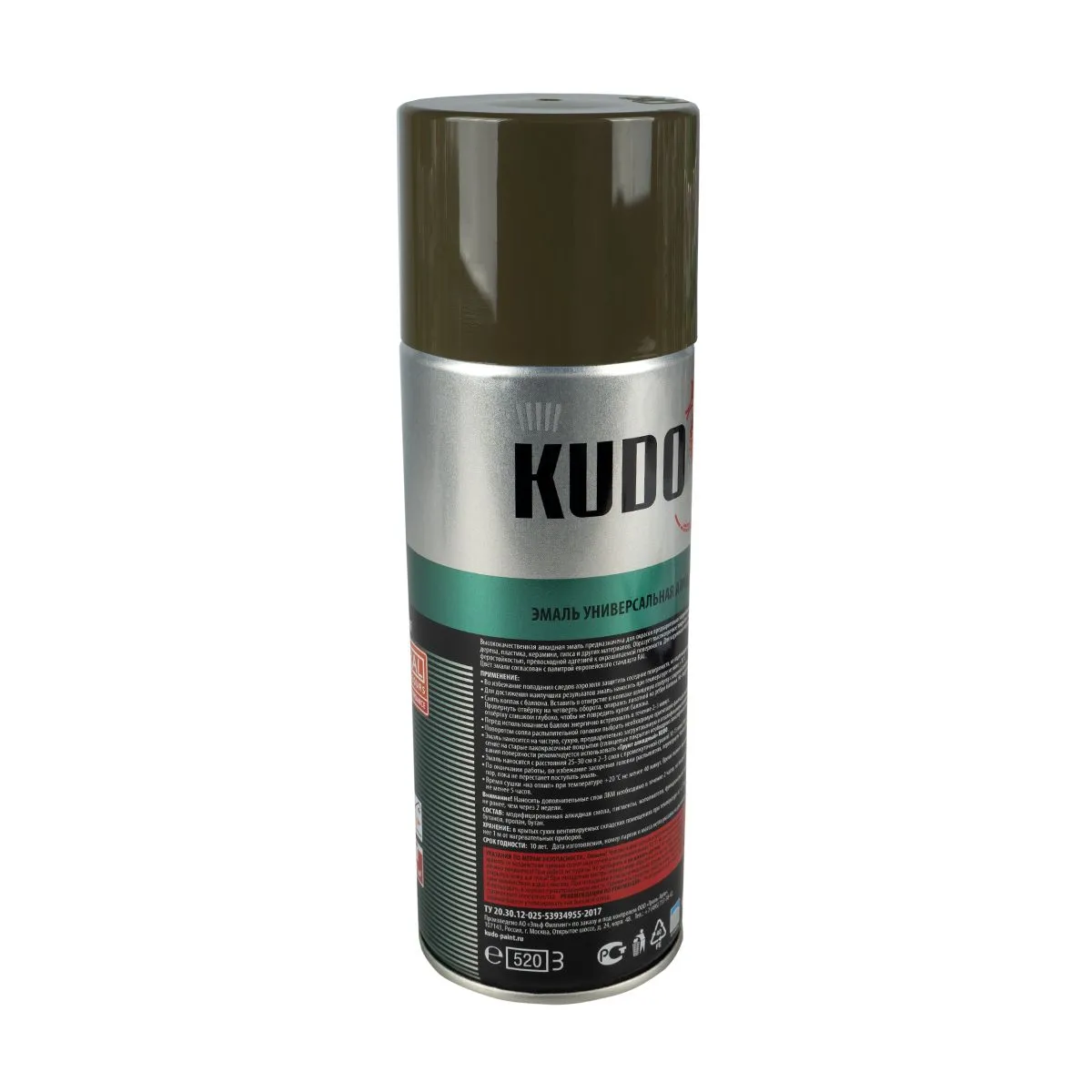КРАСКА АЭРОЗОЛЬ ХАКИ 520 МЛ (1/12) "KUDO" KU-1005