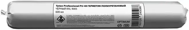 ГЕРМЕТИК ПОЛИУРЕТАНОВЫЙ PU 40 "OPTIMUM" ЧЕРНЫЙ (RAL 9005) 600 МЛ (12) "TYTAN PROFESSIONAL"