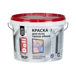 КРАСКА АКРИЛОВАЯ "DALI" ДЛЯ ОБОЕВ  БАЗА А  9 Л (1) ВЫСОКОТИКСОТРОПНАЯ "РОГНЕДА"
