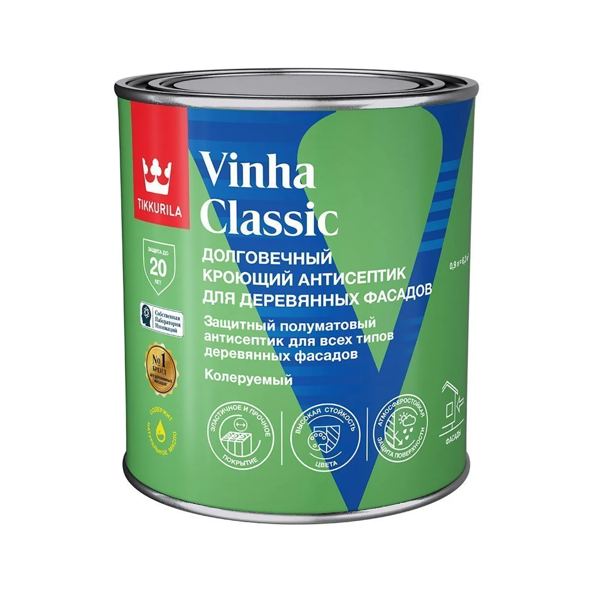 АНТИСЕПТИК "VINHA CLASSIC" БАЗА С  0,9 Л ФАСАДНЫЙ КРОЮЩИЙ (1/6) "ТИККУРИЛА"