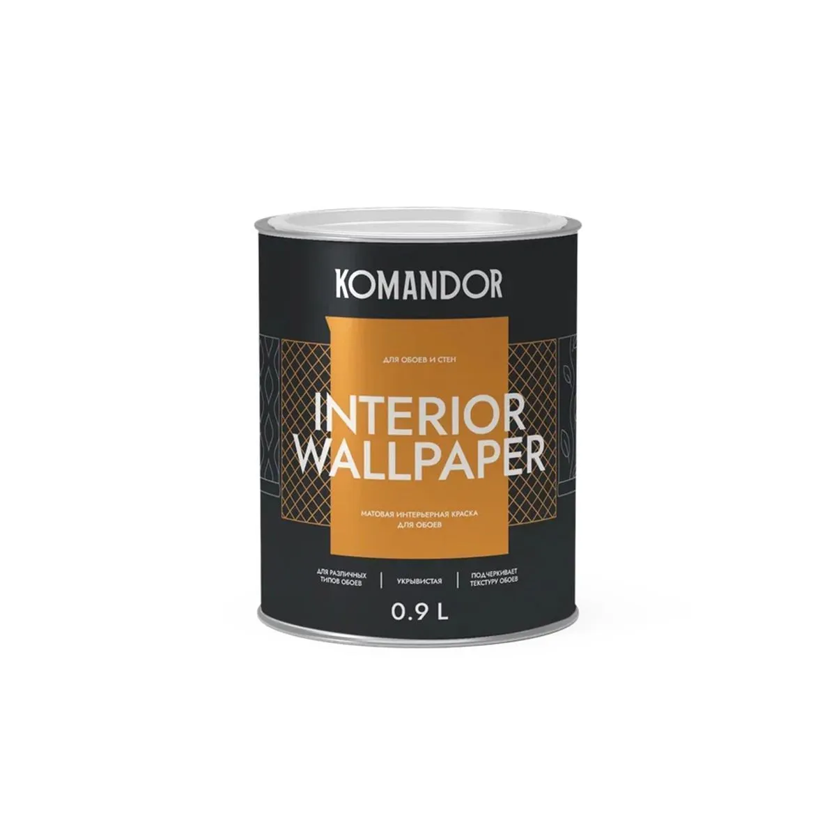 КРАСКА "INTERIOR WALLPAPER" ДЛЯ ОБОЕВ БАЗА A 0,9 Л (1/6) "KOMANDOR"