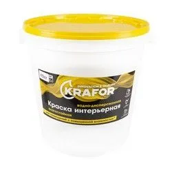 КРАСКА В/Д ЛАТЕКСНАЯ  ИНТЕР. ВЛАГОСТОЙКАЯ 40 КГ (1) "KRAFOR"    (ЖЕЛТ.)