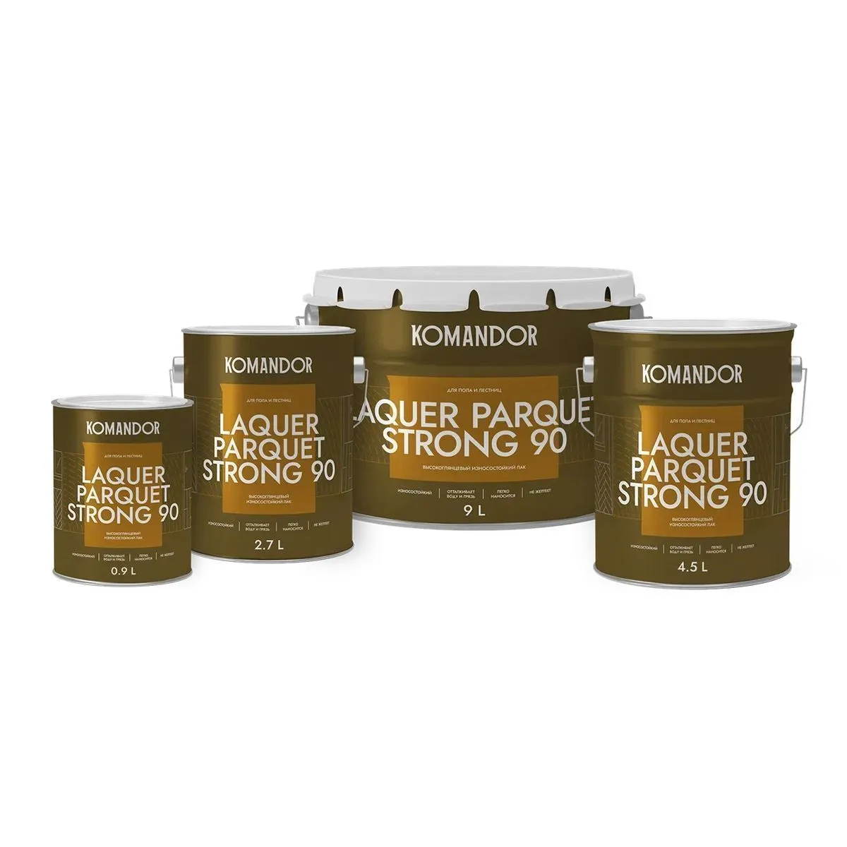 ЛАК "LAQUER PARQUET STRONG 90" ДЛЯ ПОЛОВ ВЫСОКОГЛЯНЦ. 2,7 Л (1) "KOMANDOR"